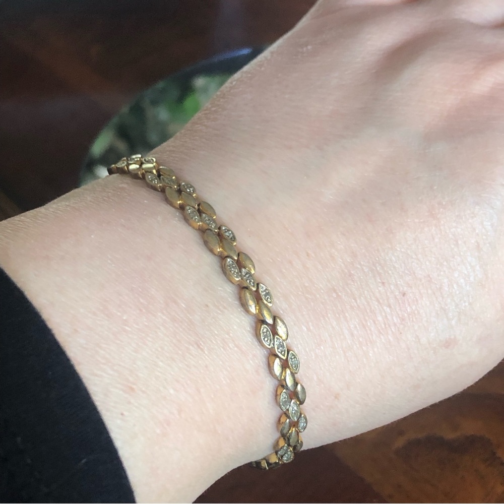 Vintage SETA genuine diamond gold link bracelet
